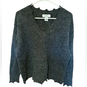 Magaschoni gray distressed pullover sweater medium